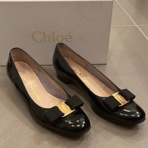 Black Ferragamo pumps